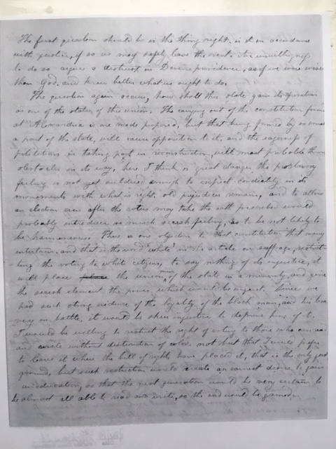 yardley taylor reconstruction letter 1865 lincoln virginia civil war